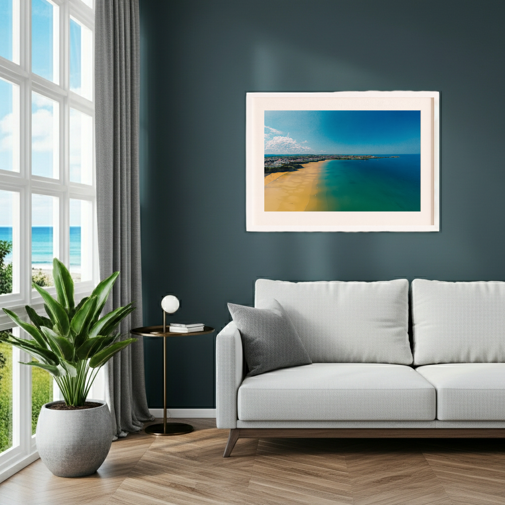 Newquay at Low Tide Drone Landscape - Print or in a Frame