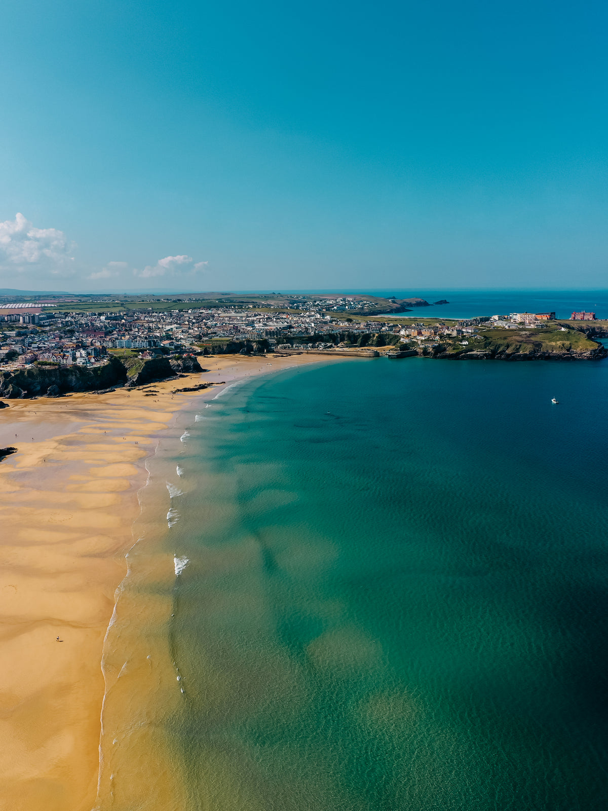 Newquay at Low Tide Drone Portrait - Print or in a Frame