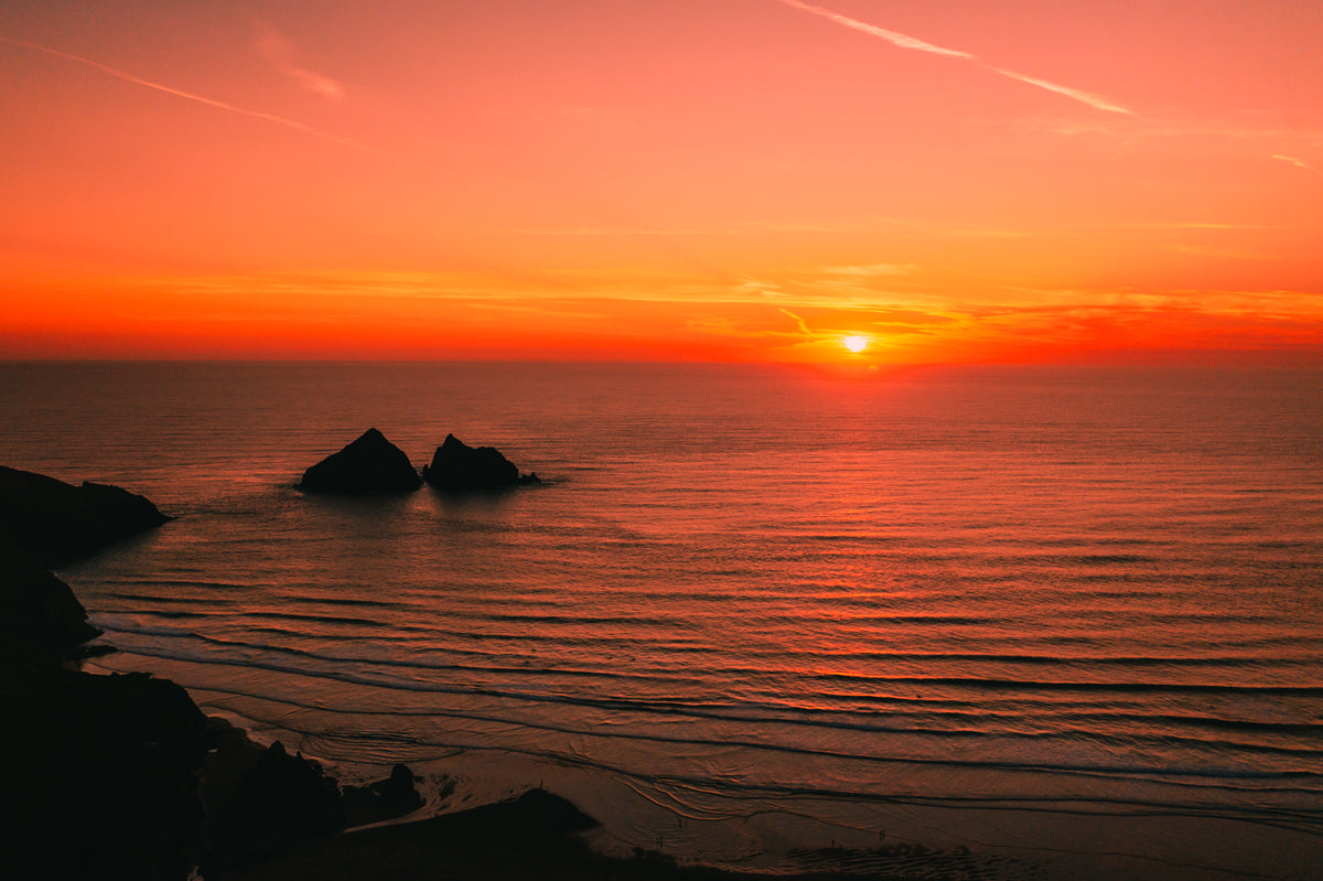 Wide Holywell Beach Sunset Landscape - Print or in a Frame