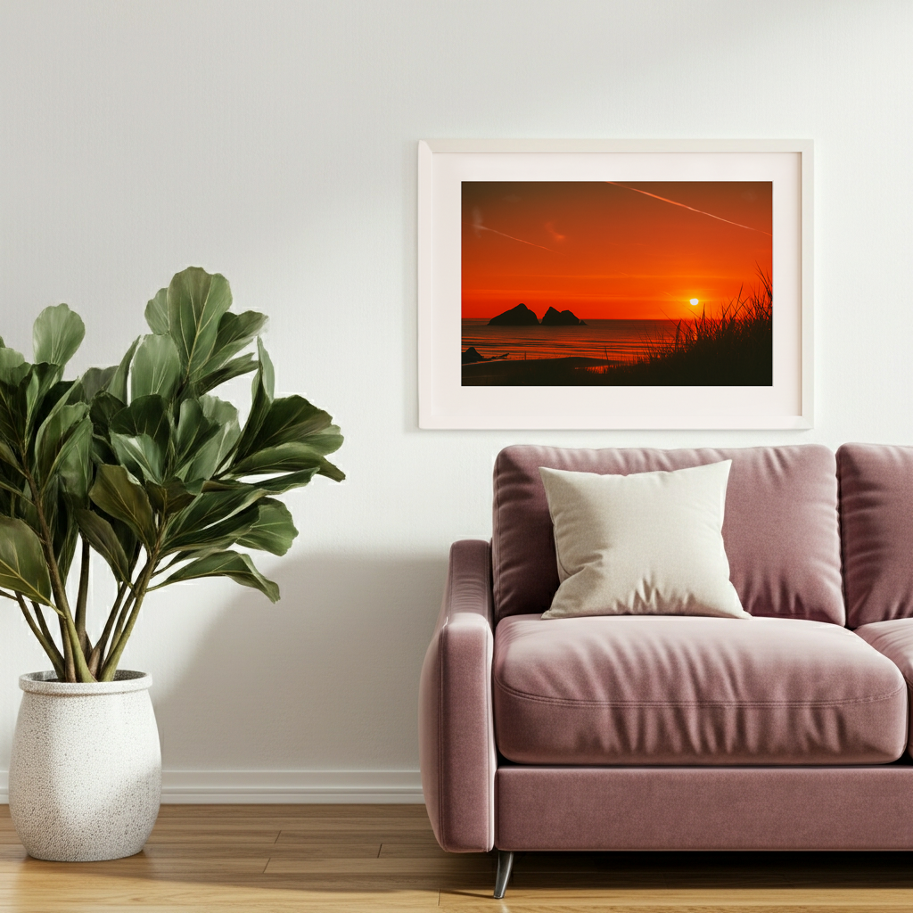 Holywell Beach Sunset Landscape - Print or in a Frame