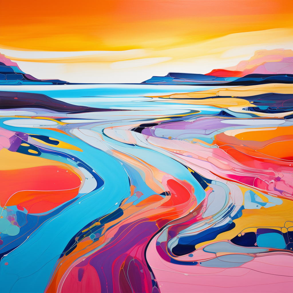 Abstract Vibrant Painted Coastline
