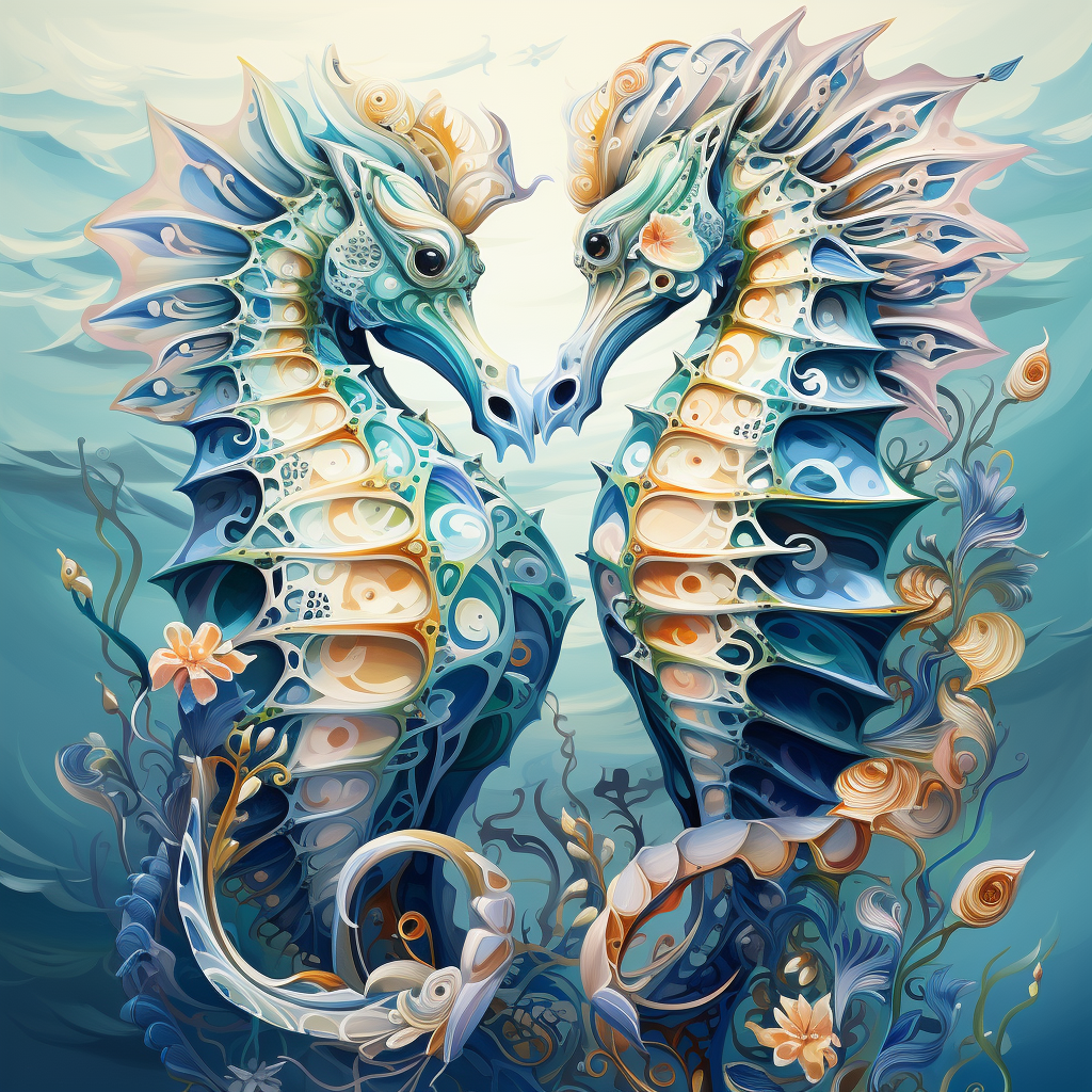 Watercolour Seahorses in Blue