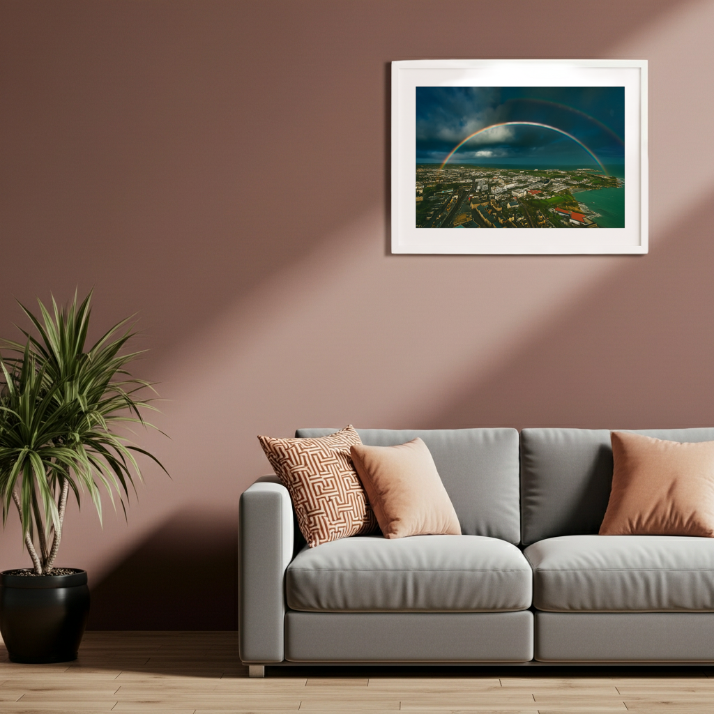 Newquay with a double rainbow Drone Landscape - Print or in a Frame