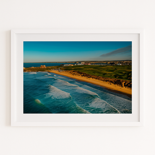 Golden Fistral - Fistral Beach, Newquay, Cornwall, Drone Landscape - Print or in a Frame