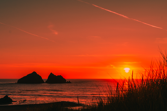 Holywell Beach Sunset Landscape - Print or in a Frame
