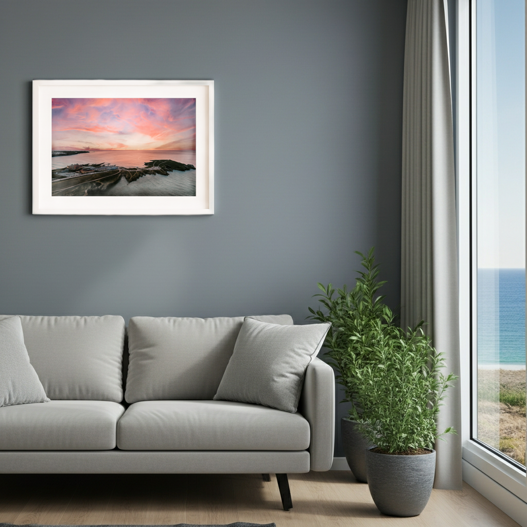 Newquay Headland Hotel Sunset Drone Landscape - Print or in a Frame