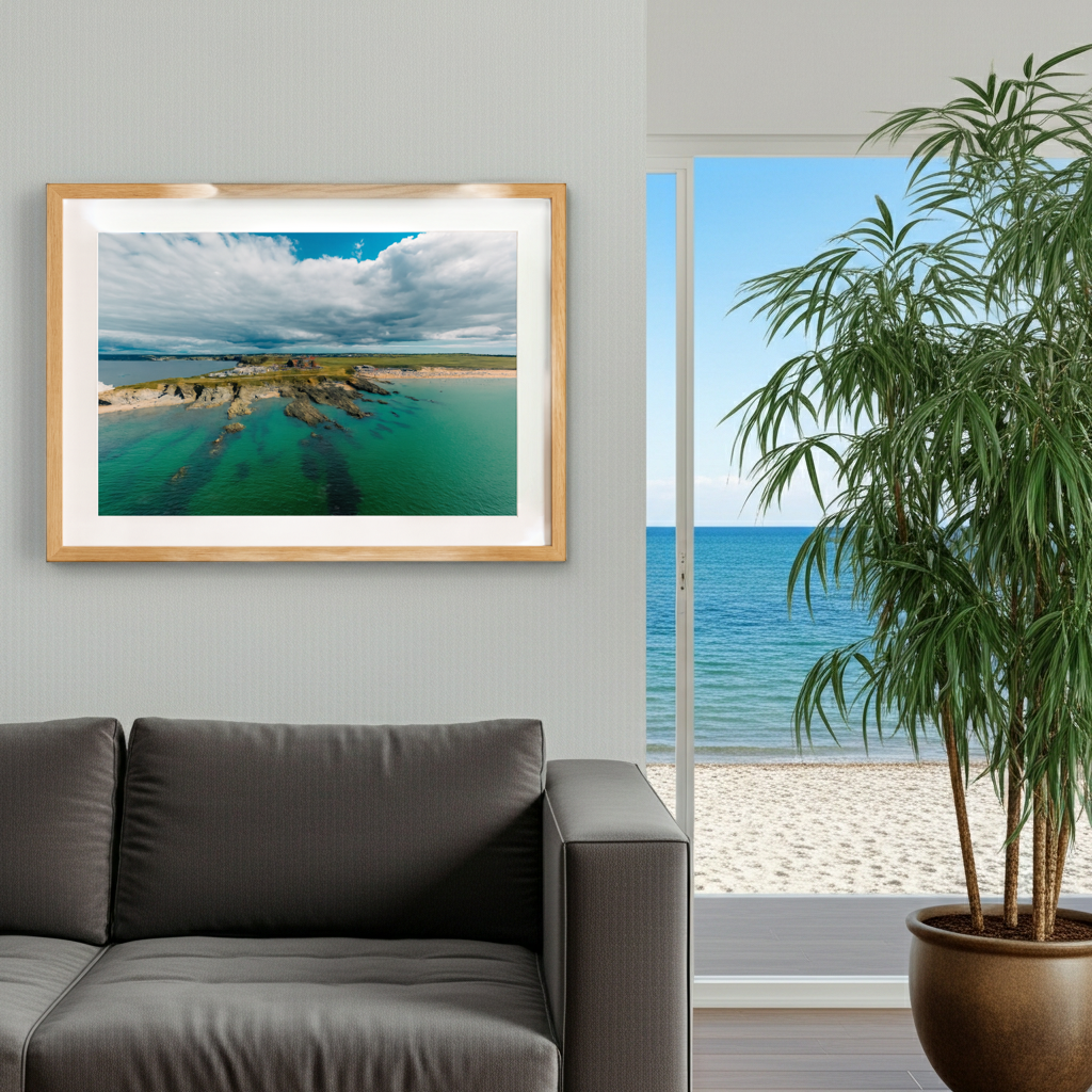 Moody Fistral - Newquay Headland Hotel Drone Landscape - Print or in a Frame