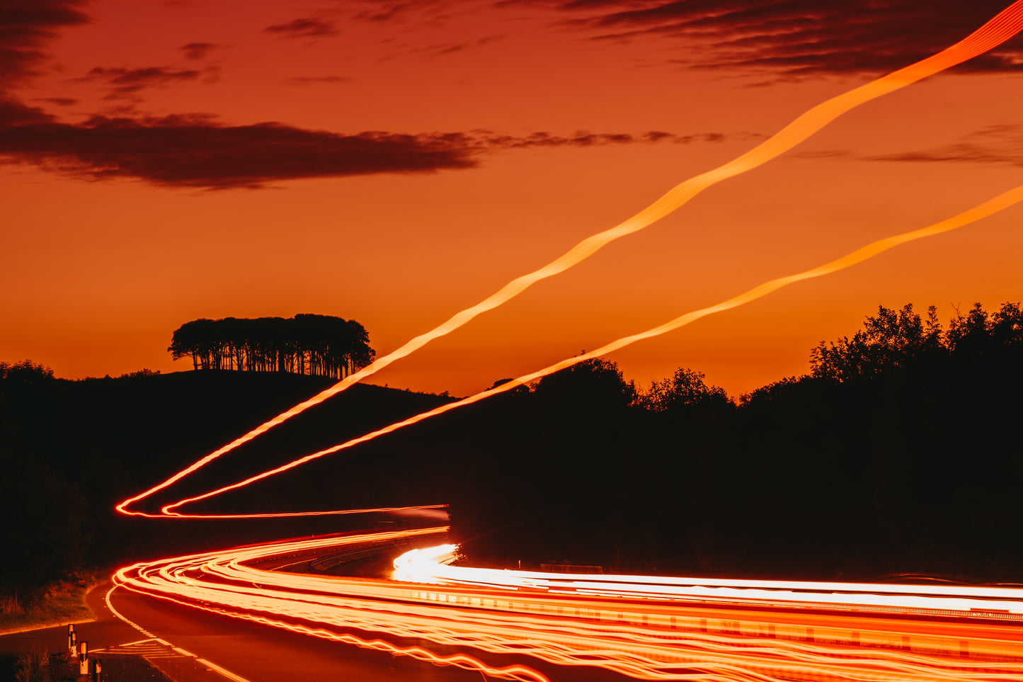 Nearly Home Trees Evening Rush Landscape