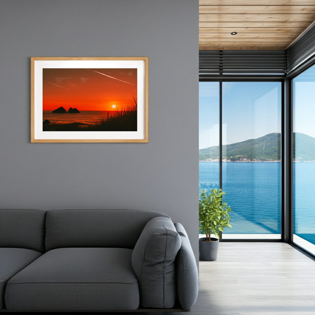 Holywell Beach Sunset Landscape - Print or in a Frame