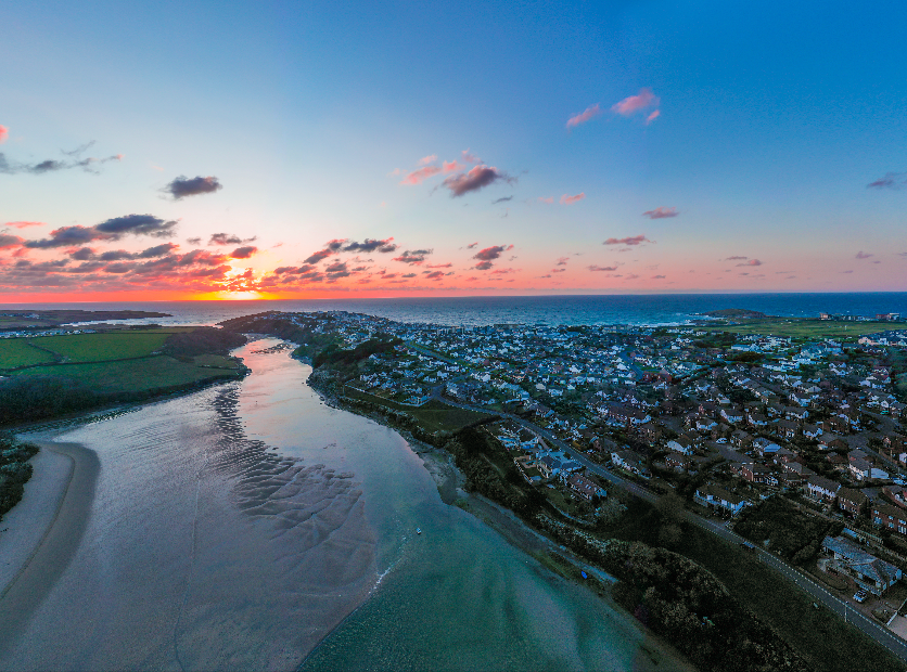Newquay Gannel Sunset drone landscape - Print or in a Frame