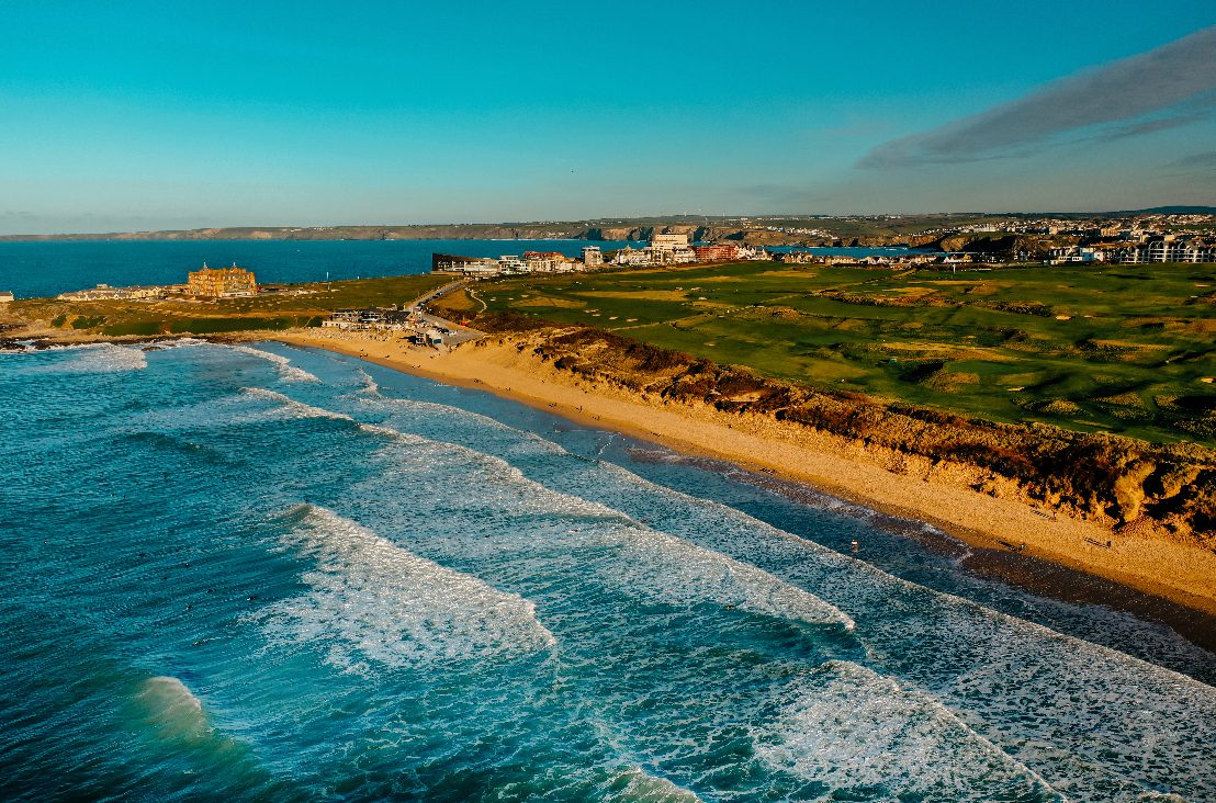 Golden Fistral - Fistral Beach, Newquay, Cornwall, Drone Landscape - Print or in a Frame