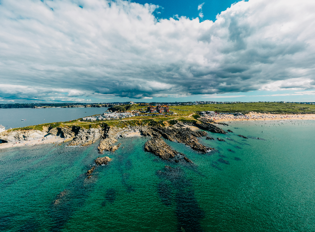 Moody Fistral - Newquay Headland Hotel Drone Landscape - Print or in a Frame
