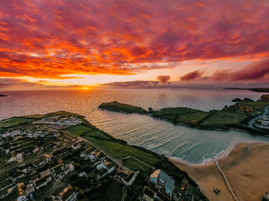 Pink Porth - Porth Beach, Newquay, Cornwall Drone Landscape - Print or in a Frame