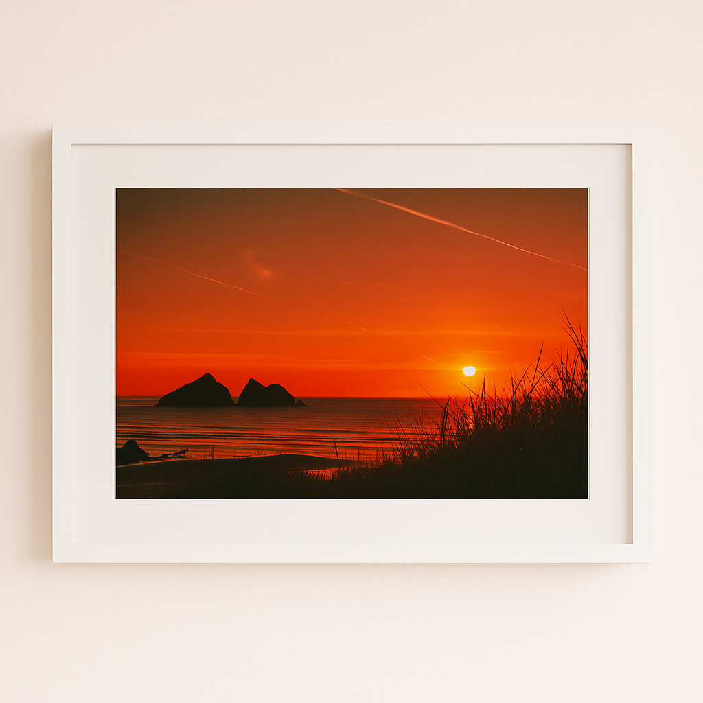 Holywell Beach Sunset Landscape - Print or in a Frame
