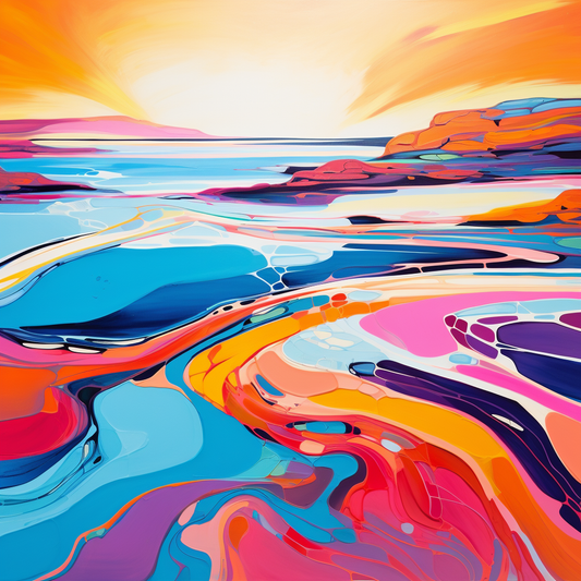 Abstract Vibrant Painted Beachscape