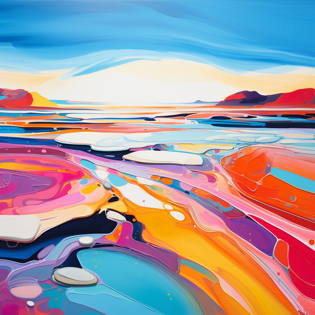 Abstract Vibrant Painted Shoreline
