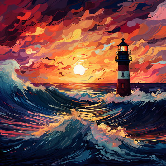 Lighthouse Sunset Artwork