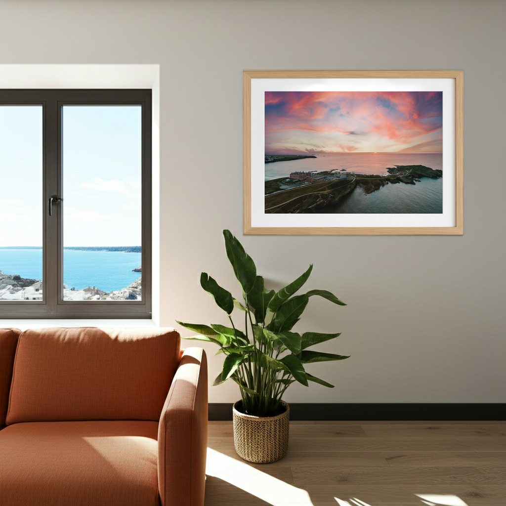 Newquay Headland Hotel Sunset Drone Landscape - Print or in a Frame